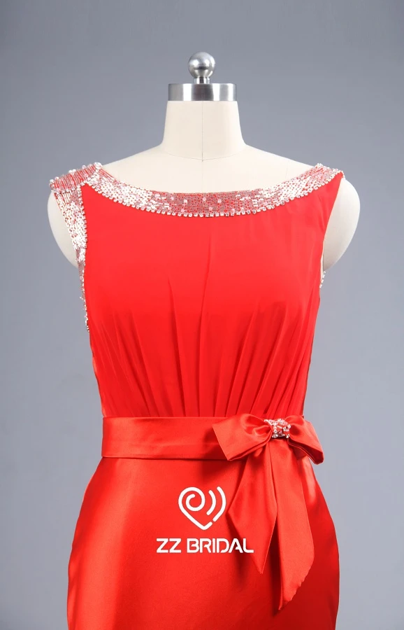 ZZ Bridal Armband Pailletten Boat Neck Mermaid lange Kleid