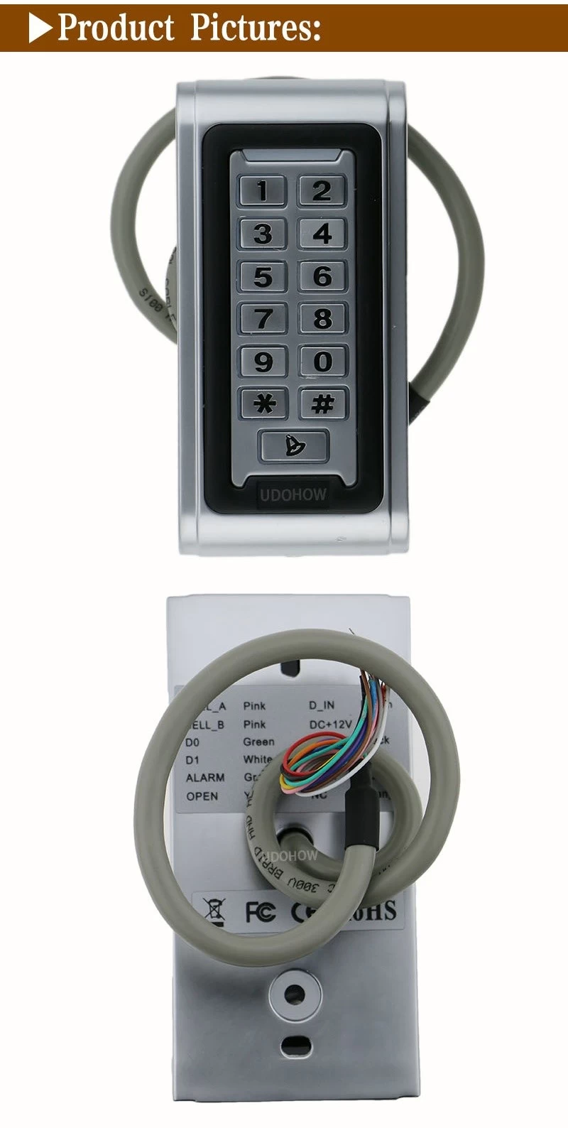 独立触摸键盘韦根RFID读取器访问控制系统DH7616