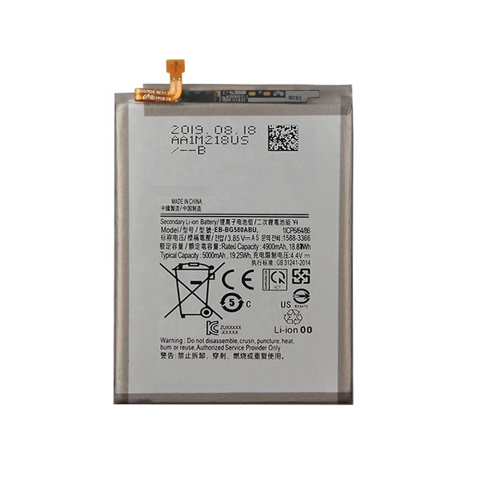For Samsung Galaxy M20 M30 A40S Battery Replacement 5000Mah Eb-Bg580Abu Phone Battery