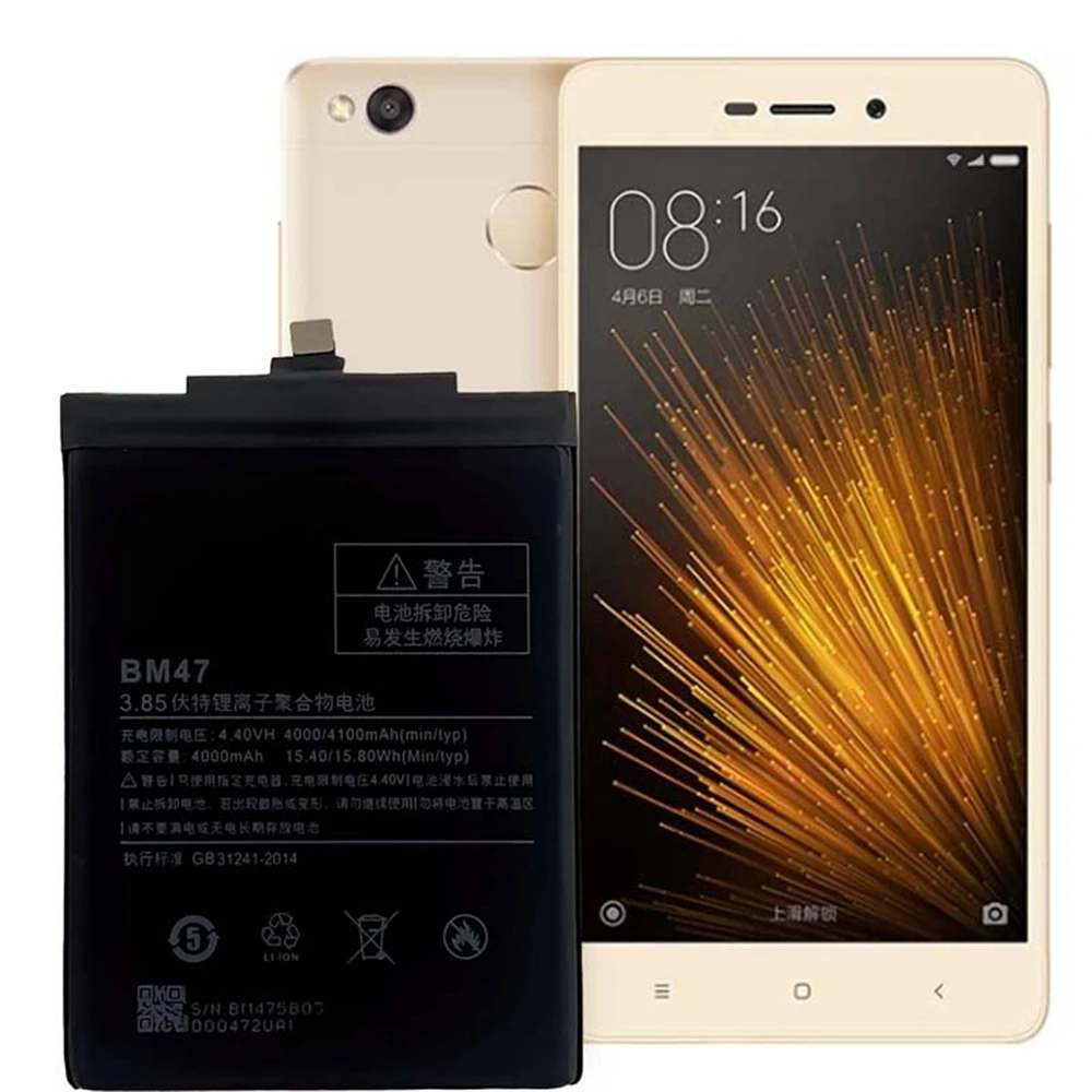 Venda quente para xiaomi redmi 4x bateria BM47 substituição de bateria de telefone 4100mAh 3.85V