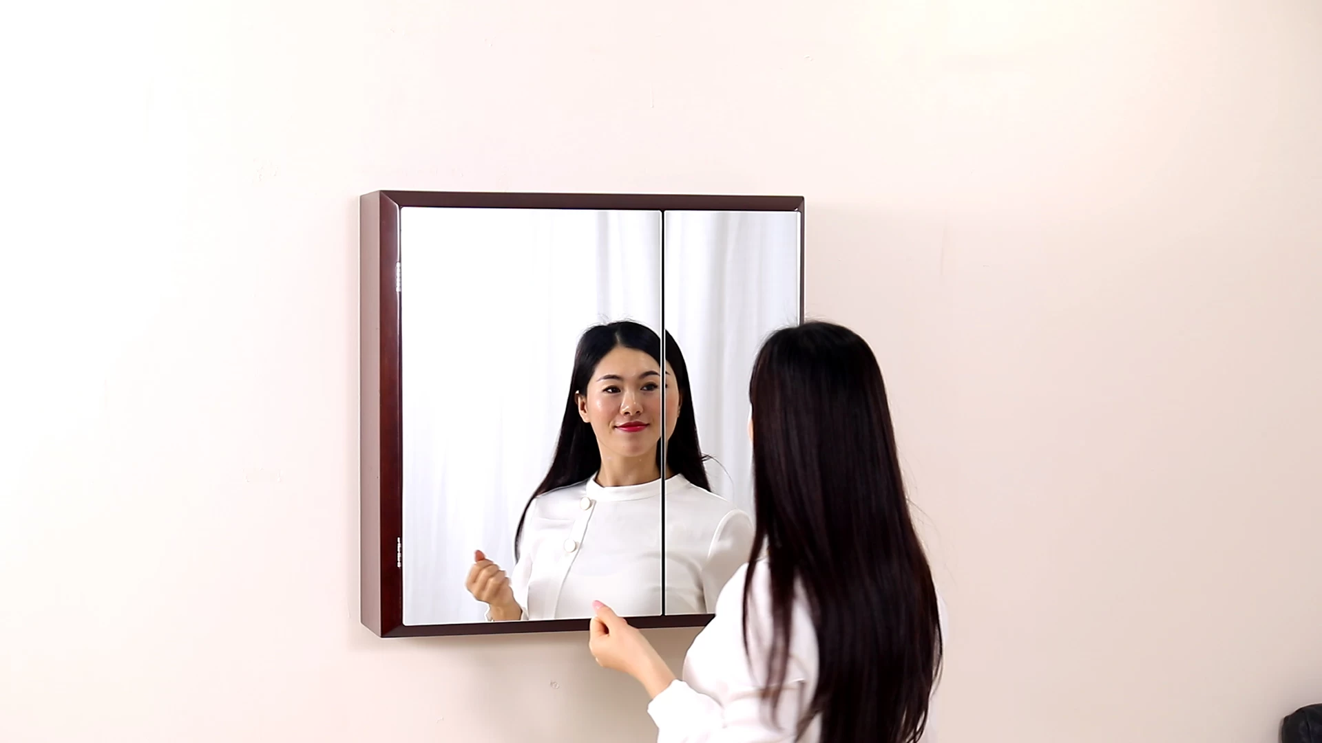 Bathroom Wall Hanging Mirror Storage Cabinet With Vanity Mirror Waterproof