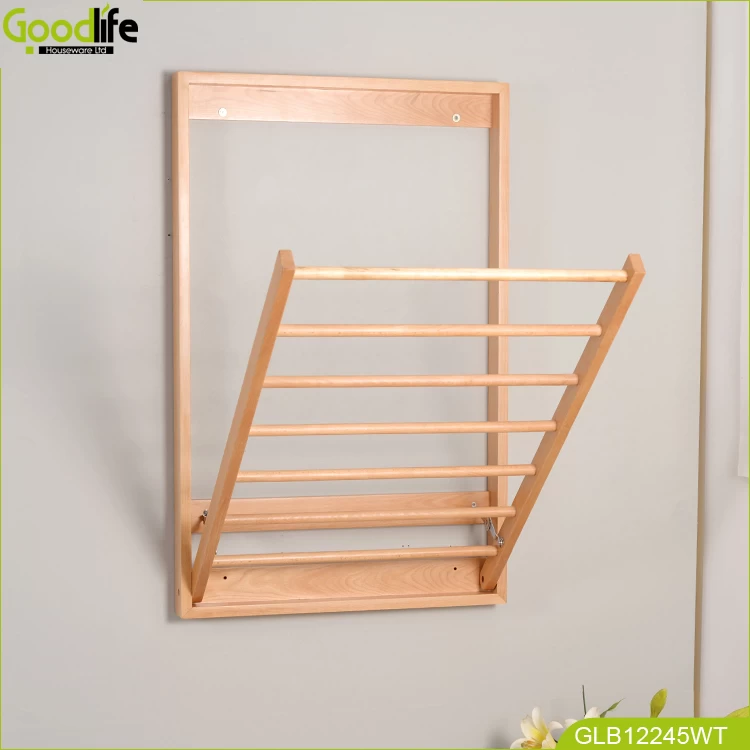 Chinese Guangdong folding wooden bathroom cloth rack