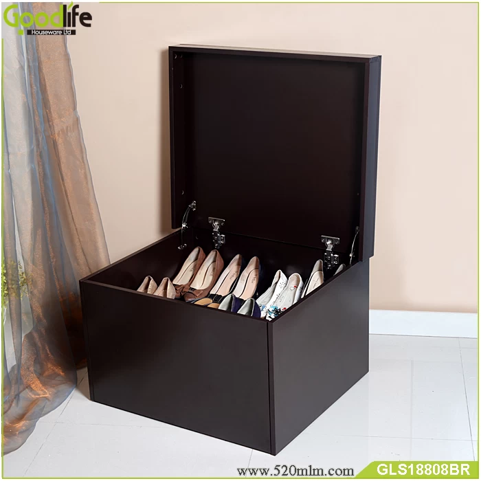 Chinese Guangdong wooden shoe storage box with drawer.
