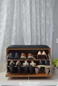 Cushioned wooden shoe storage cabinet stool GLS18815C