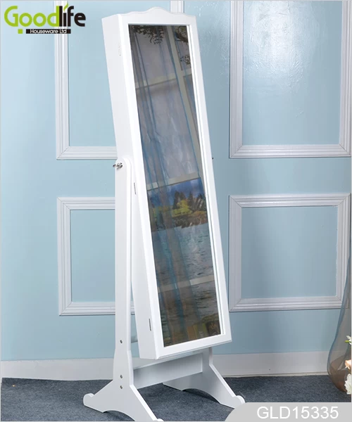 Delicate craft storage jewelry cabinet with a length mirror GLD15335