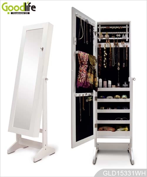 Europe Amazon hot selling standing jewelry storage cabinet dresser mirror GLD15331