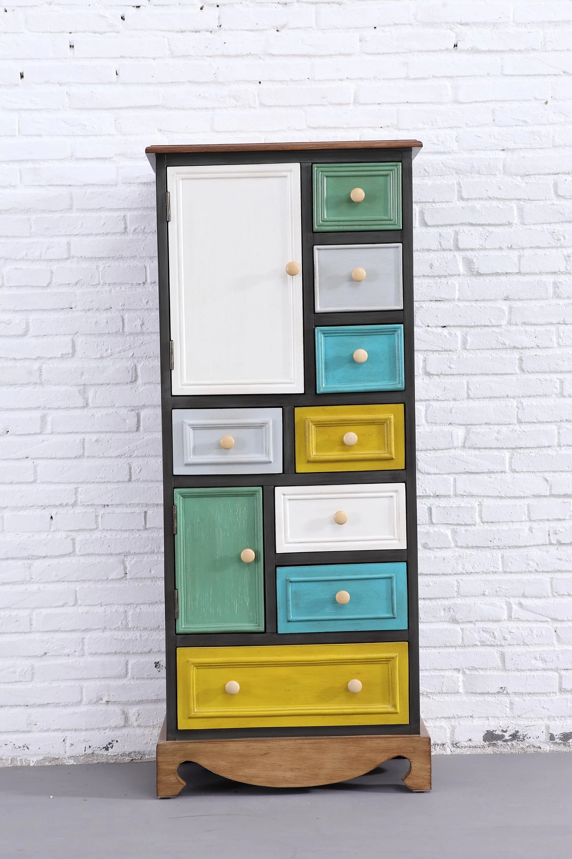 European retro colorful cupboard  organizer luxury and fashion storage cabinet  8 drawers and 2 doors