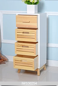 Four drawers wooden storage cabinet in pine wood for bedroom furniture IWS30254