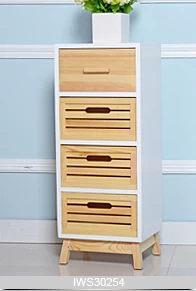 Four drawers wooden storage cabinet in pine wood for bedroom furniture IWS30254