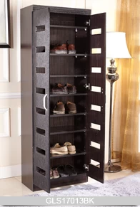 Full length wooden shoe storage cabinet with movable panels GLS17013