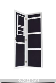 Over door full length mirrors jewelry storage cabinet with wooden frame