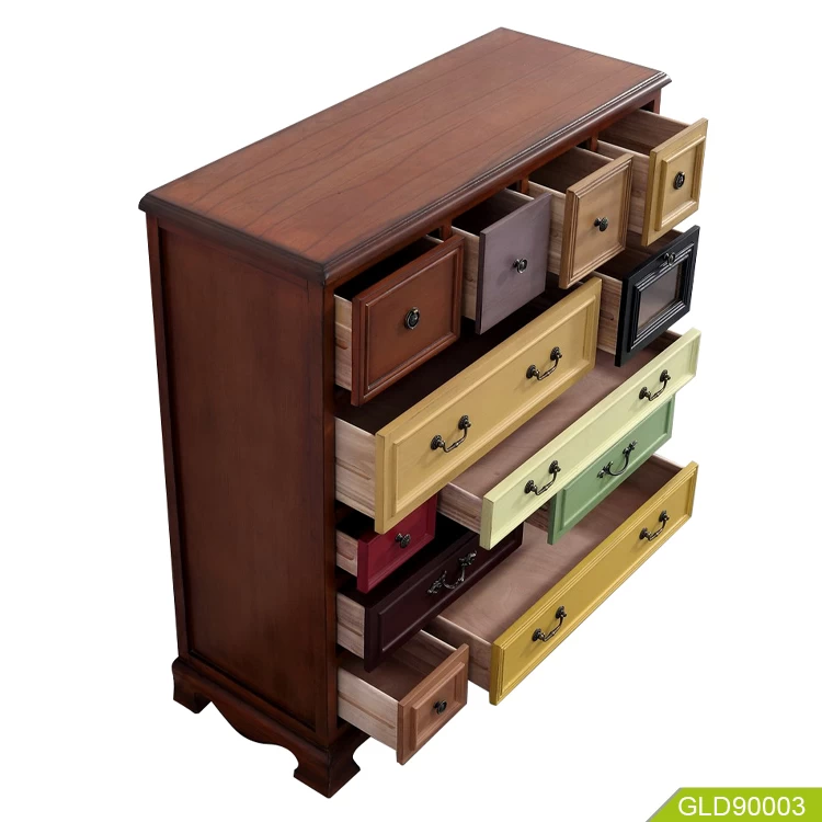 GLD90003 wholesale Chinese Antique storage chest cabinet home furniture with twelve drawers