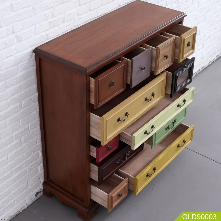 GLD90003 wholesale Chinese Antique storage chest cabinet home furniture with twelve drawers