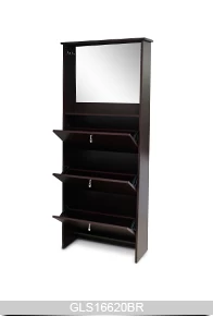 China mobiliário moderno espelho de madeira sapato armário com gancho para saco GLS16620