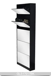 Home furniture 5 layer wooden shoe cabinet with mirror cover GLS17017