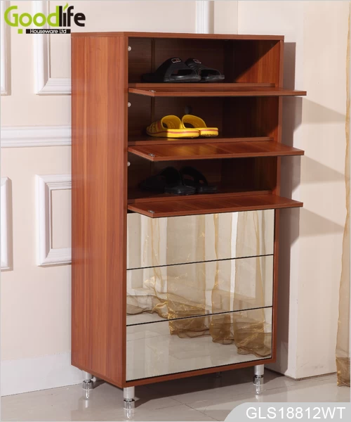 Goodlife 6-layer wooden mirrored shoe storage cabinet GLS18812B