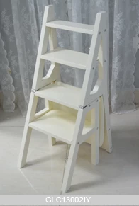 High Gloss Multiple Function Solid Wood Step Chair Ladder GLC13002