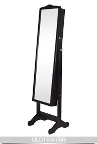 Home furniture wooden mirror jewelry armoire with full length mirror GLD15347