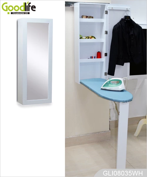 Ironing Board Cabinet Multi-Function with Dressing Mirror Makeup Mirror Vanity Mirror Wall Mount Built in Ironing Board Storage