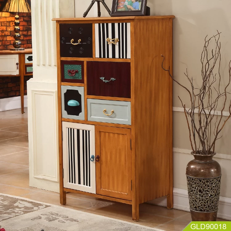 Latest design modern colorful antique wooden sideboard fashion display decorative lockers