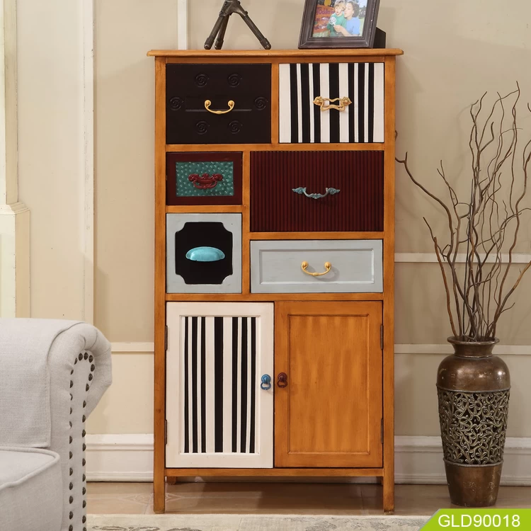 Latest design modern colorful antique wooden sideboard fashion display decorative lockers