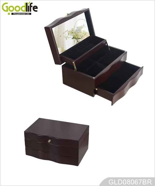 Magic open wood jewelry box for girls GLD08067