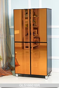 Middle East golden color mirror shoe storage cabinet with doors GLS16601