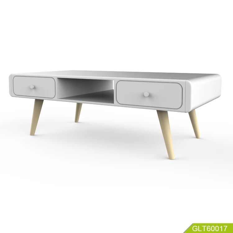 Modern Fashion Simple New Style home furniture white high gloss solid wood legs wooden TV stand coffee table