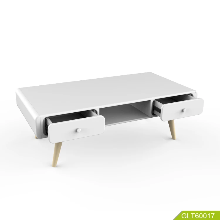 Modern Fashion Simple New Style home furniture white high gloss solid wood legs wooden TV stand coffee table