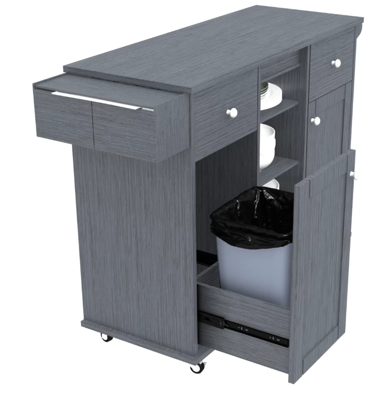 Movable dining table with  dustbin