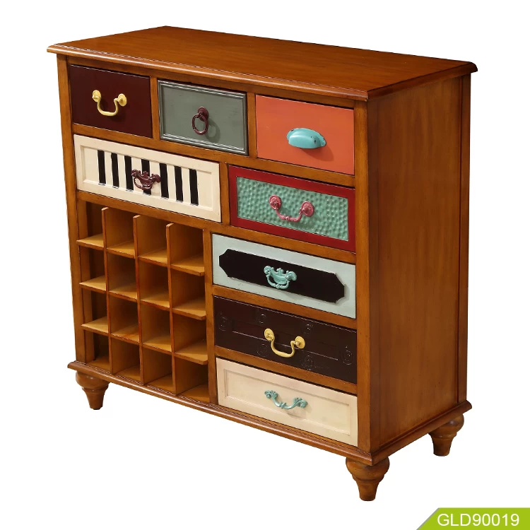 Multi function home recycle furniture for storage books red wine luxury modern dresser lockers GLD90019