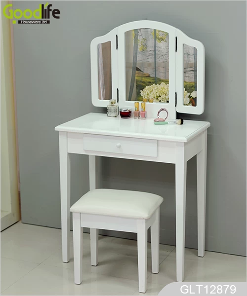 New arrival wood dressing table with 3 foldable mirrors GLT12879