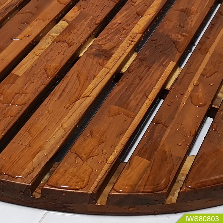 New design teak wood bath mat with fan-shape
