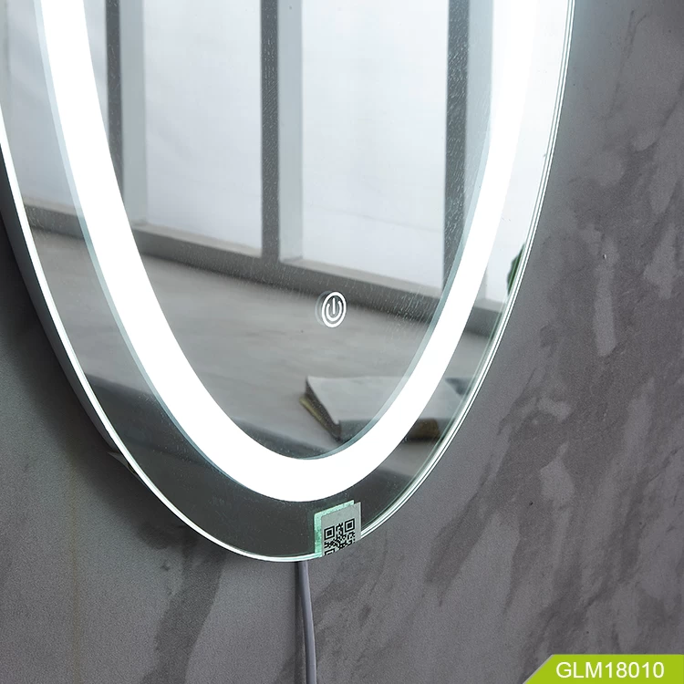 Oval Wall Mounted Led Lighted Mirror For Bathroom Lamp Wall Mounted Mirror With Touch Switch