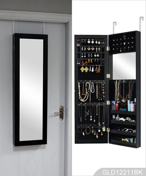 China Over the Door Full Length Wooden Mirror Jewelry Cabinet with Inside Cosmetic Mirror GLD12211 manufacturer