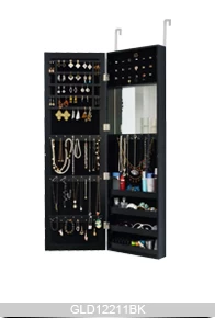 Over the Door Full Length Wooden Mirror Jewelry Cabinet with Inside Cosmetic Mirror GLD12211
