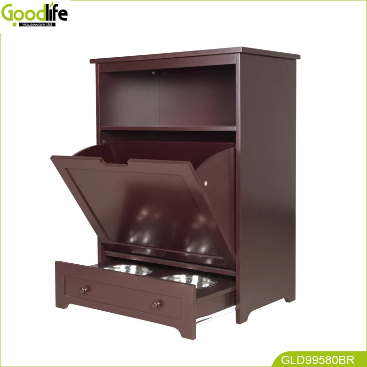 Pet food storage cabinet with feeding plate storage China supplier