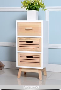 Pine wood natural color storage cabinet for bedroom and living room IWS30253