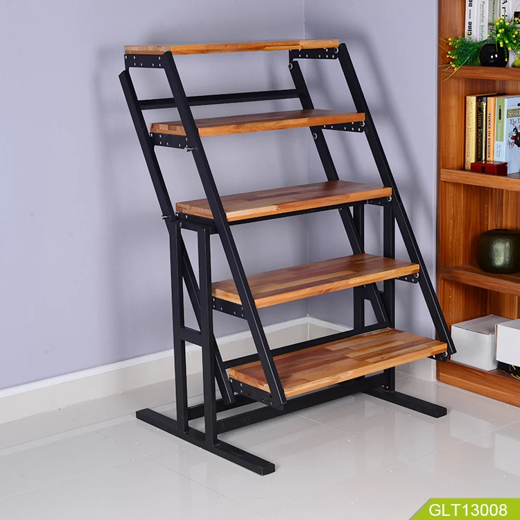 Simple and convertable metal shelf to stick and fold easy for dining table and bookshelf