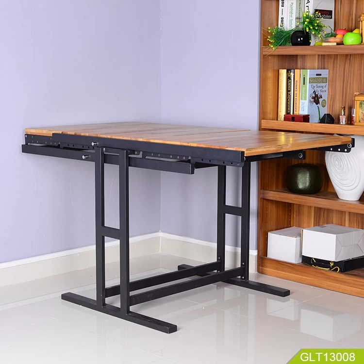 Simple and convertable metal shelf to stick and fold easy for dining table and bookshelf