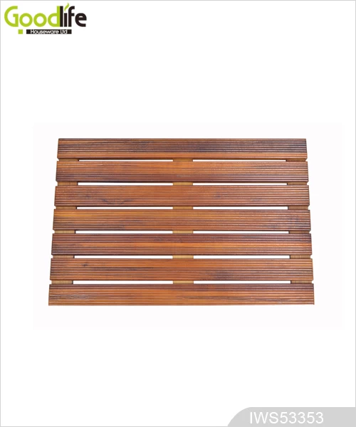 Teak wood door design  mat for bathing safety IWS53353