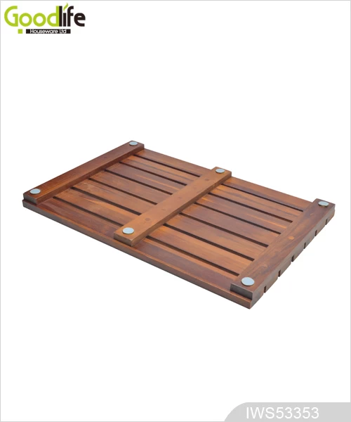 Teak wood door design  mat for bathing safety IWS53353