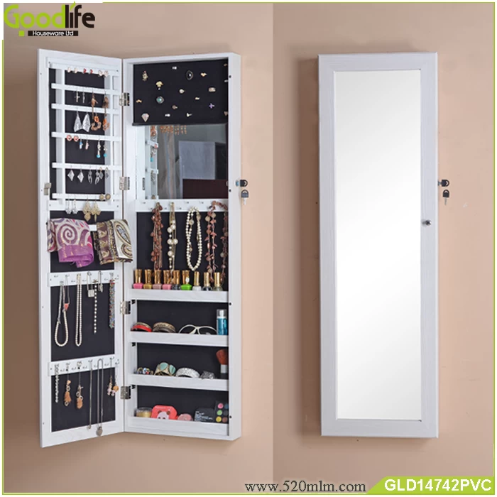 Wall mount and hang over the door Jewelry cabinet with mirror