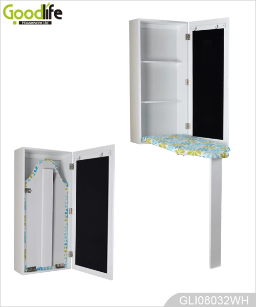 Wall mounted foldable painted wood ironing board storage cabinet GLI08032