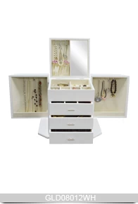 White painting wood jewelry storage box for women GLD08012