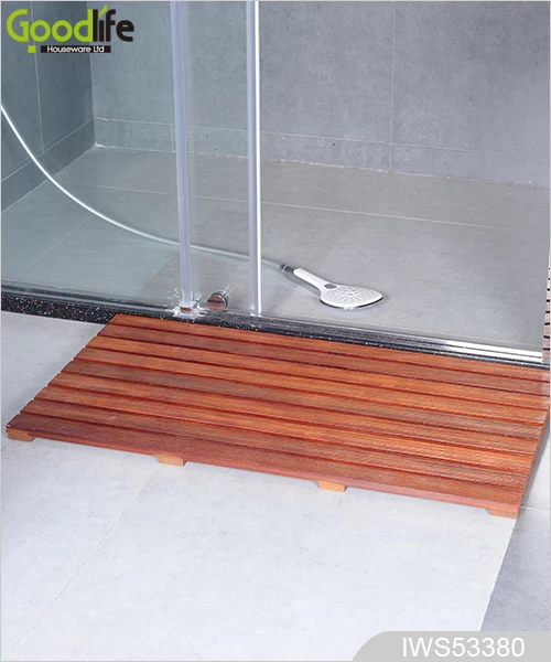Wholesale high quality Non-slip and durable solid Teak wood bath mat IWS53380