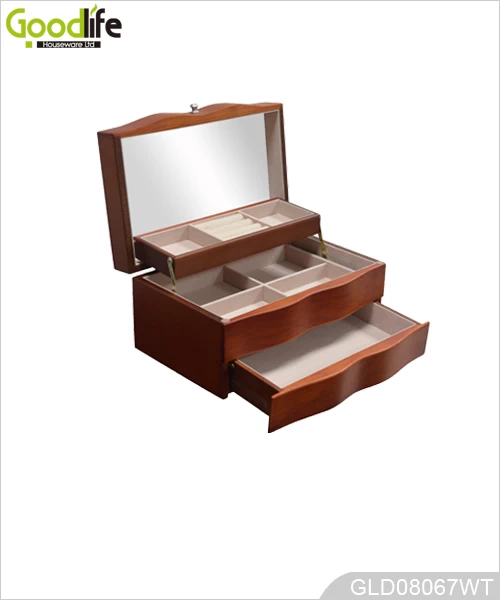 Women's wooden jewelry storage box GLD08067