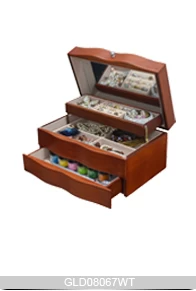 Women's wooden jewelry storage box GLD08067