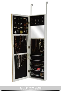 Wood over the door mirror jewelry cabinet GLD12219