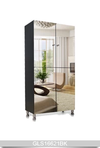 Wooden Mirrored Shoe Storage Cabinet with 8-layer Shelves inside GLS16621